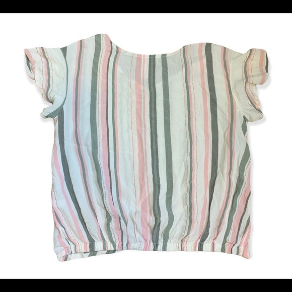JUSTICE Stripe Print Blouse With Buckle Twist Front Detail Ivory Girls Age 10Y - Picture 7 of 9